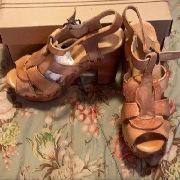 Bed Stu Women’s Melissa Distressed Tan Leather Rustic White 7.5 Platform Sandals - Picture 3 of 14